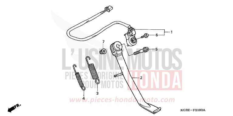 BEQUILLE LATERALE de Shadow VT125C MYSTERY RED METALLIC (R231) 2001